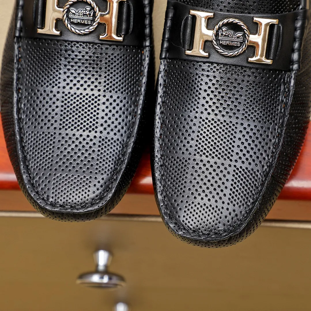 Men's shoes 💰360 🕷🕷【HERMES】The same style as Hermès counters🇨🇳Classic slip-on shoes 1:1 mold opening💯Original quality🍓Using imported first-layer cowhide🍅Pigskin lining🌶🌶Super high-end men's leather shoes🇨🇳Solid and stable Very special🍇color, optional! Code number 38-45……